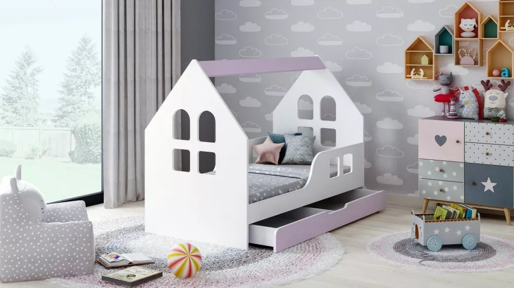 Bērnu gulta House 6 Comfort ar stelāžu Guļamvietas platums: 80 cm, Guļamvietas garums: 160 cm, · 84.5 × 165 × 120 cm