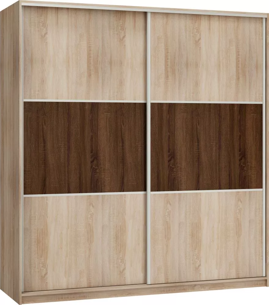 Skapis Rico 200A · Sonoma + šokolādes sonoma · 200 × 65 × 216 cm