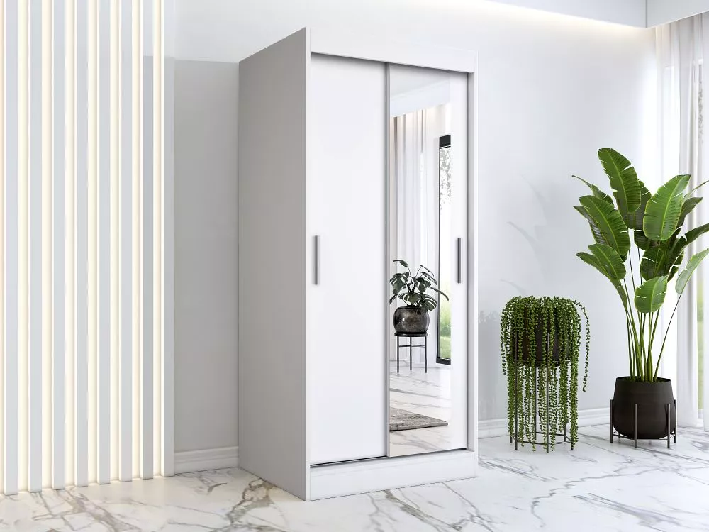 Skapis Hugo Mirror · Balts · 90 × 60 × 200 cm