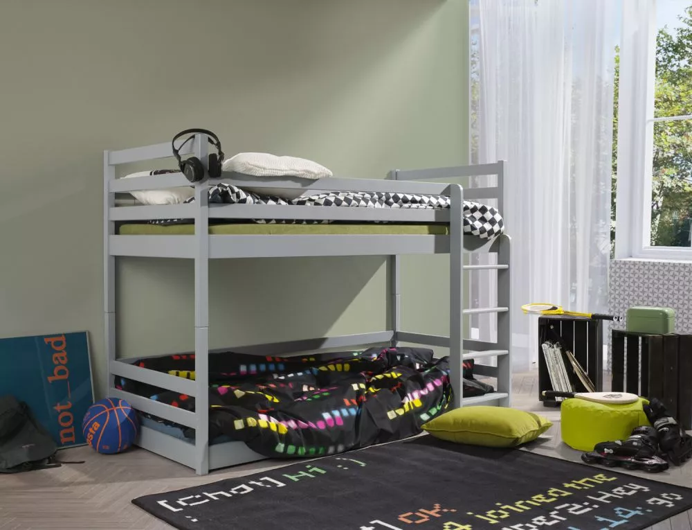 Bērnu gulta Mini ar stelāžu Guļamvietas platums: 80 cm, Guļamvietas garums: 180 cm, · Pelēks · 87 × 188 × 135.5 cm