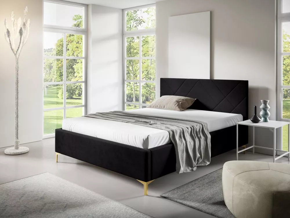 Gulta PK30 ar stelāžu Guļamvietas platums: 180 cm, Guļamvietas garums: 200 cm, stelāžas tips: metāla, · Melns · 188 × 22