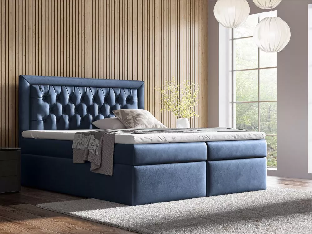 Gulta Boxspring 68 standard Guļamvietas platums: 120 cm, Guļamvietas garums: 200 cm, · Zils · 121 × 210 × 118 cm