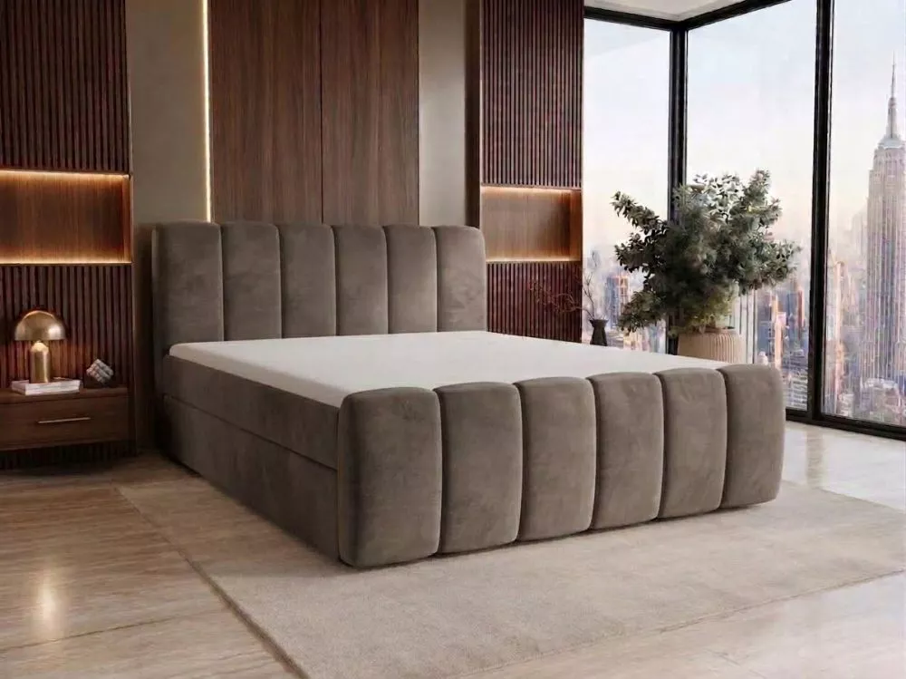 Gulta Cloe Boxspring Standard Guļamvietas platums: 200 cm, Guļamvietas garums: 200 cm, · Tumši brūns · 200 × 214 × 110 c
