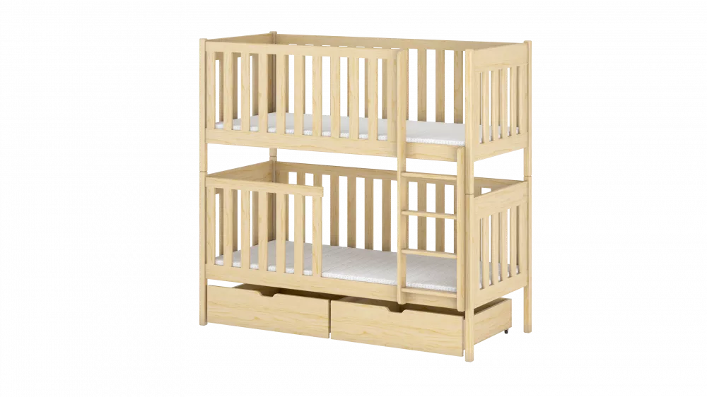 Bērnu gulta Dawid Wood ar stelāžām Guļamvietas platums: 90 cm, Guļamvietas garums: 200 cm, · Priede · 97 × 208 × 179 cm