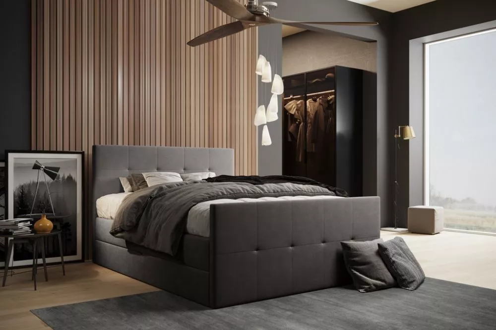 Gulta Karmen Boxspring Standard Guļamvietas platums: 200 cm, Guļamvietas garums: 200 cm, · Tumši pelēks · 200 × 223 × 11