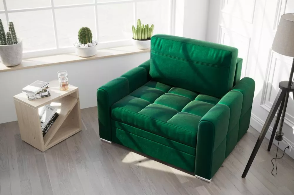 Mīksts krēsls Verona 1S standard Sēdvietas dziļums: 62 cm, · Zaļš · 105 × 100 × 82 cm