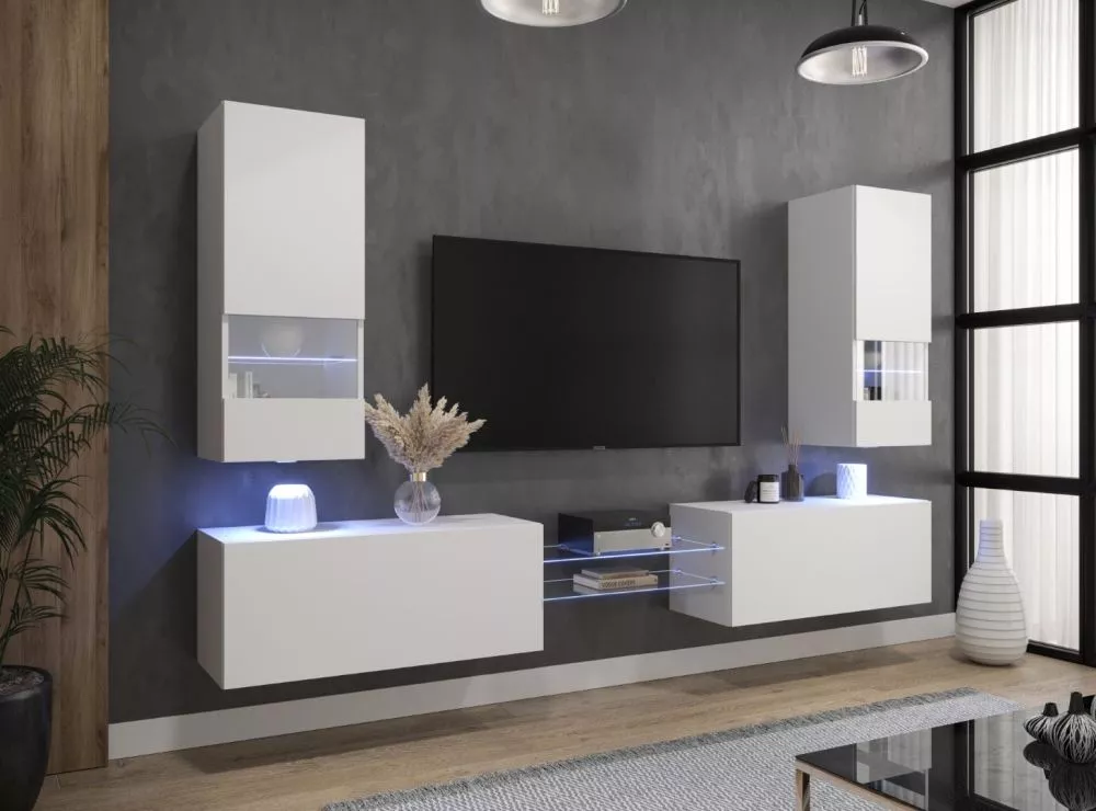 Sekcija Nairobi Next 21 ar LED · Balts · 254.3 × 35 × 148 cm