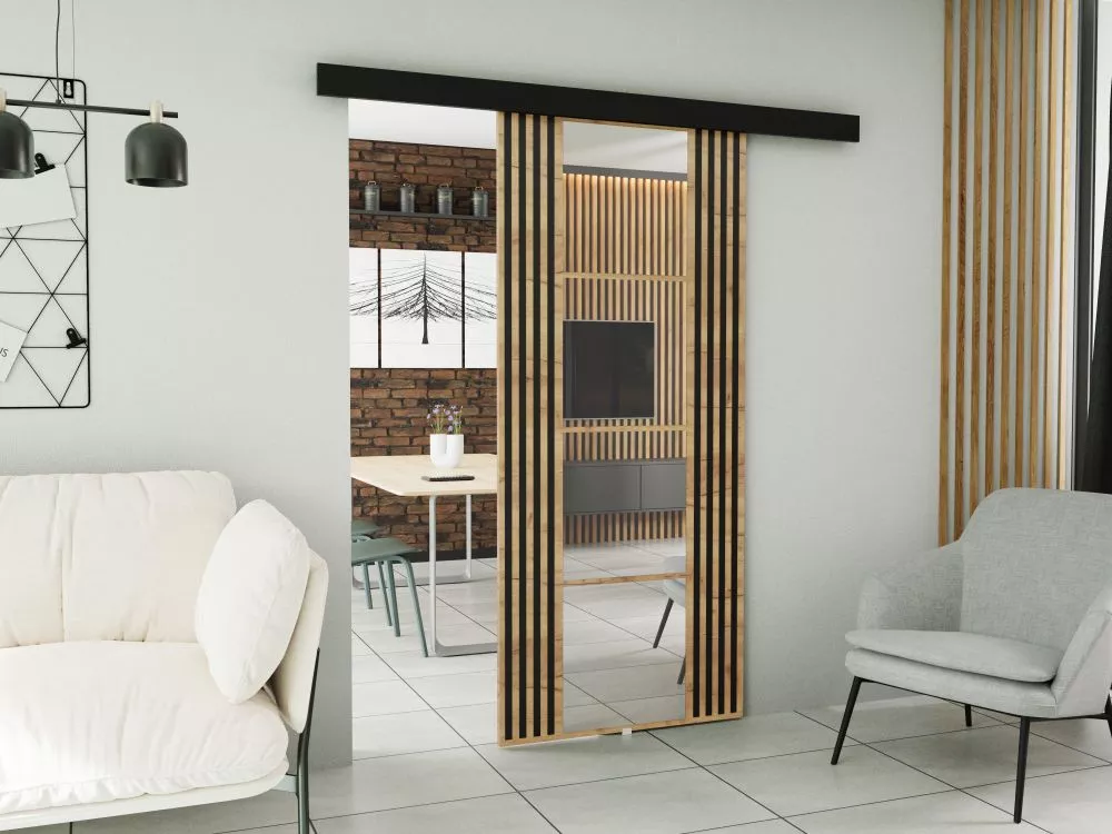 Bīdāmās durvis Empi Mirror · Ozols craft zelts · 96 × 205 cm