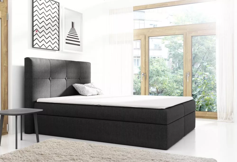 Gulta Livorno Premium Boxspring Standard Guļamvietas platums: 200 cm, Guļamvietas garums: 200 cm, · Melns · 200 × 213 × 