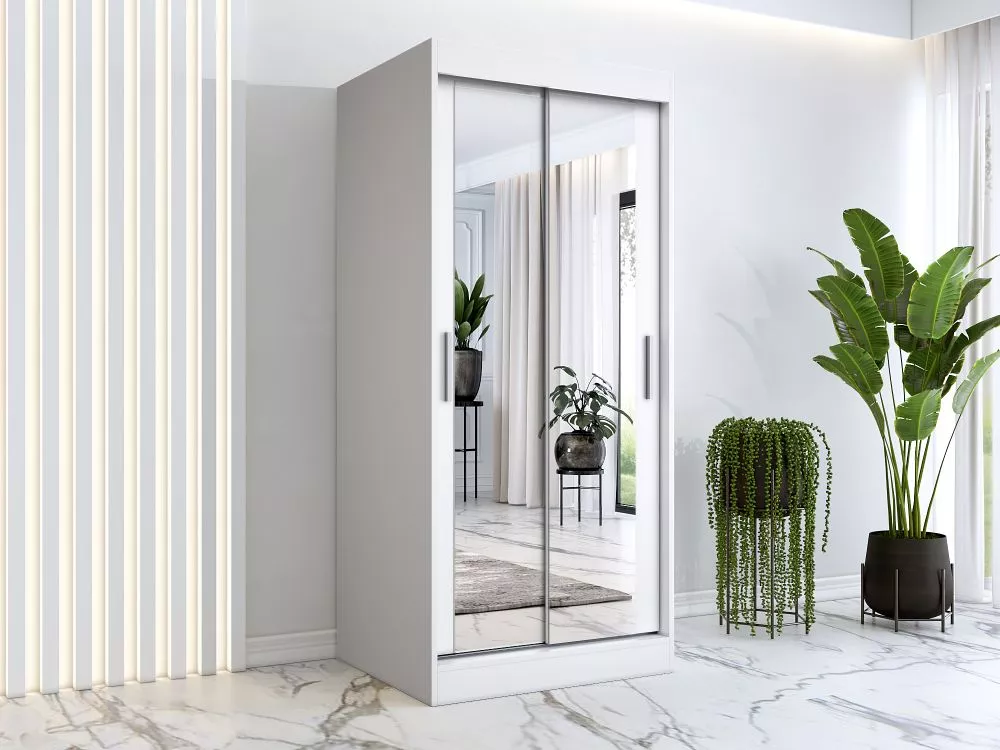 Skapis Karl Mirror · Balts · 90 × 60 × 200 cm