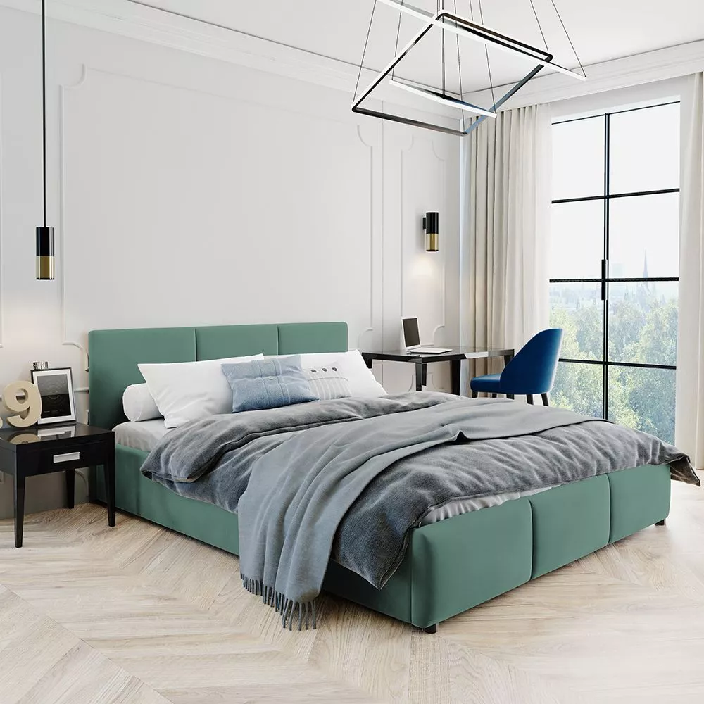 Gulta Nela Standard ar stelāžu Guļamvietas platums: 160 cm, Guļamvietas garums: 200 cm, · Tirkīzs · 170 × 218 × 82 cm