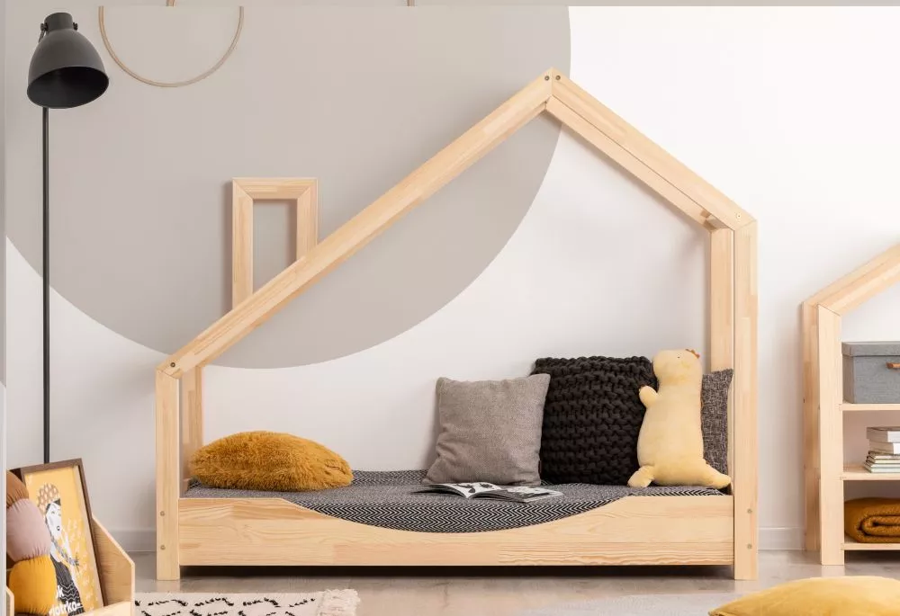 Bērnu gulta Luna E ar stelāžu Guļamvietas platums: 90 cm, Guļamvietas garums: 180 cm, · Priede · 97 × 193 × 155 cm