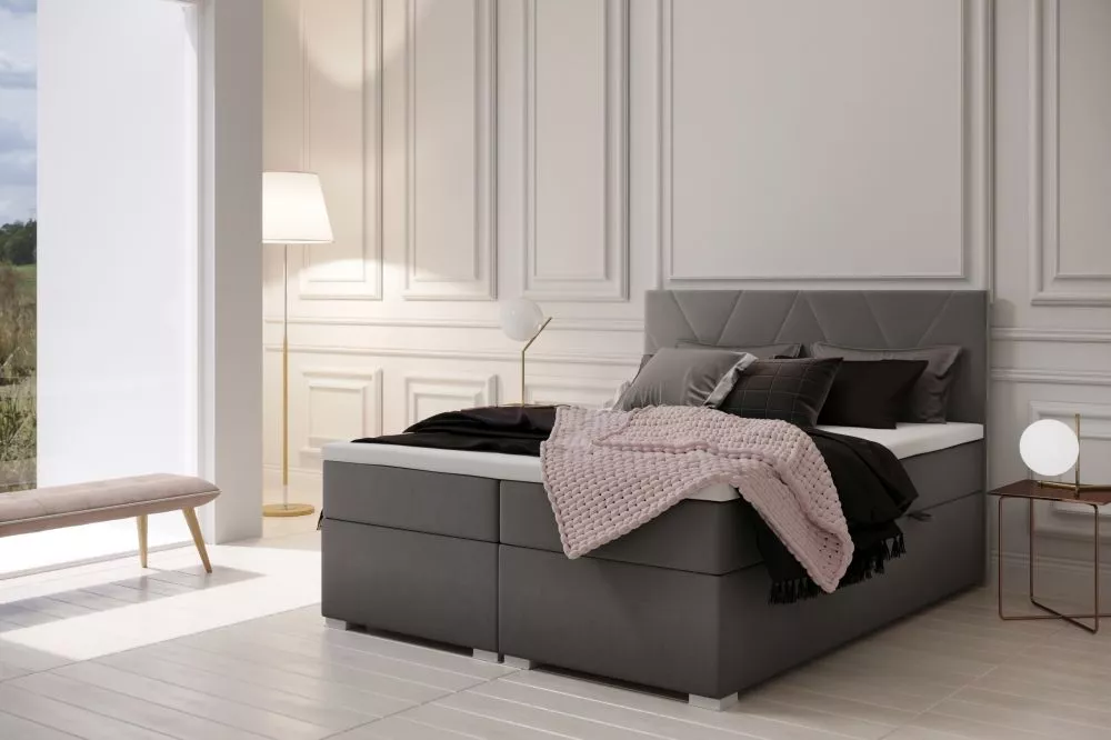Gulta Lara Boxspring Standard Guļamvietas platums: 160 cm, Guļamvietas garums: 200 cm, · Tumši pelēks · 160 × 207 × 118 