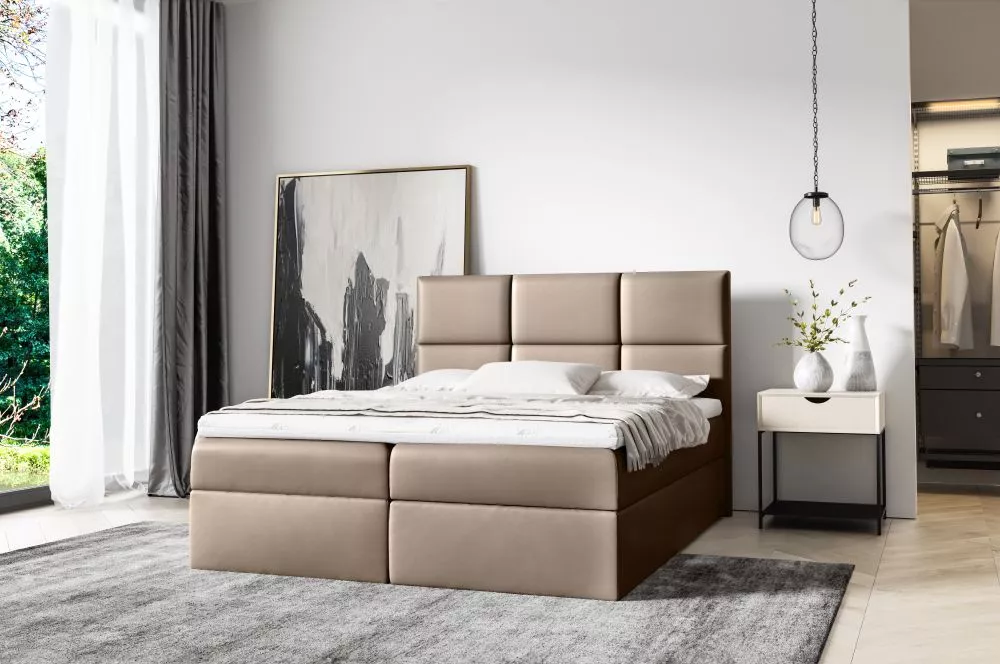 Gulta Imbir Boxspring Standard Guļamvietas platums: 200 cm, Guļamvietas garums: 200 cm, · Brūns · 204 × 208 × 103 cm