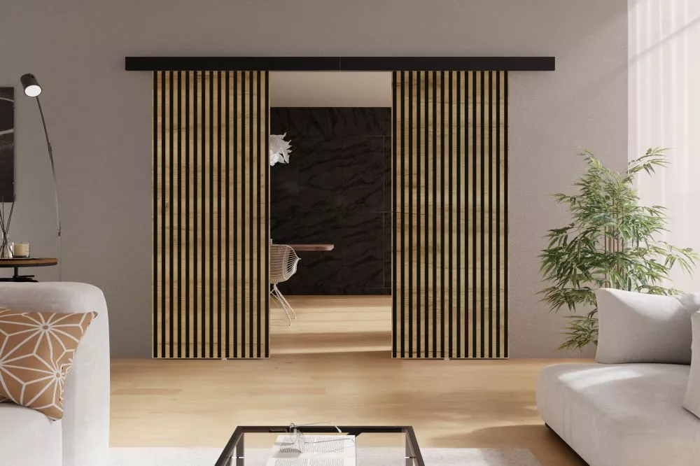 Bīdāmās durvis Belmo Duo · Ozols craft zelts · 192 × 205 cm
