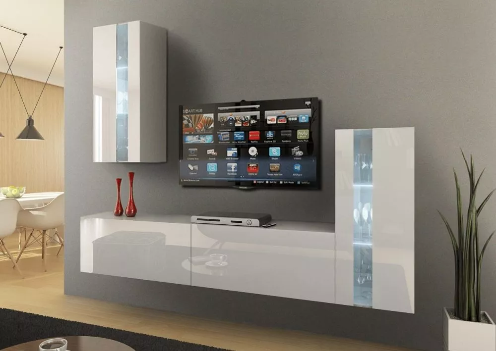 Sekcija Concept 47 ar LED · Balts · 203 × 35 × 165 cm