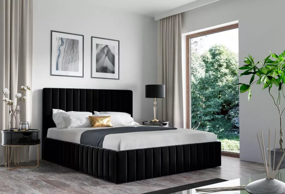 Gulta PK24 Basic ar stelāžu Guļamvietas platums: 90 cm, Guļamvietas garums: 200 cm, stelāžas tips: koka, · Melns · 108 ×