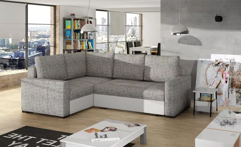 Dīvāns Corona standard · Pelēks + balts · 162 × 235 × 72 cm