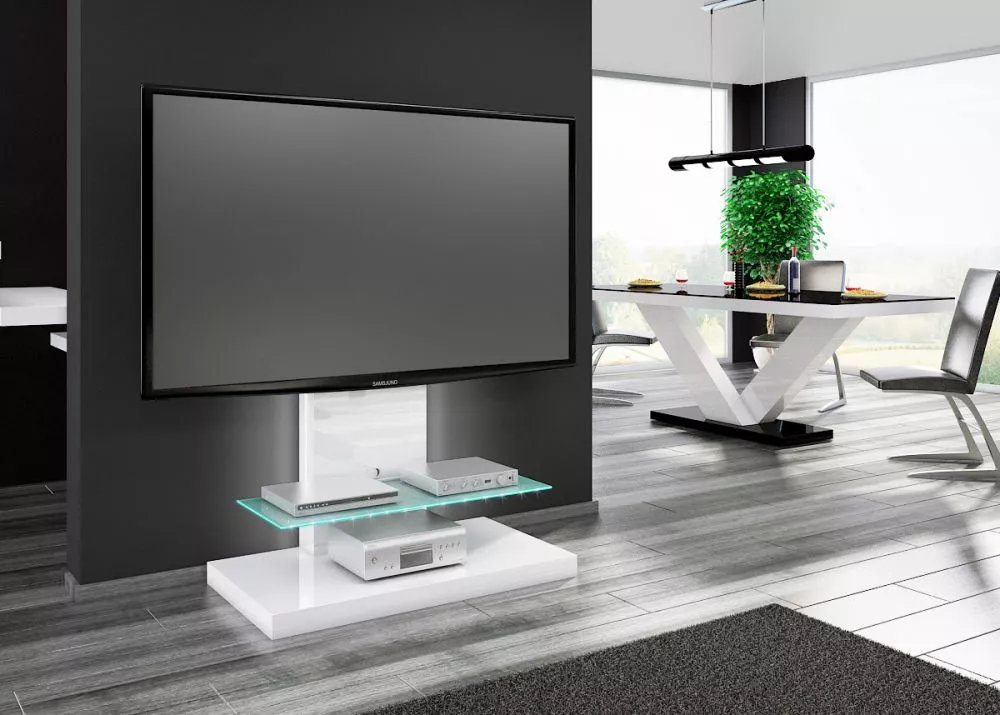 TV tumba Marino Max ar LED · Balts · 100 × 55 × 134 cm