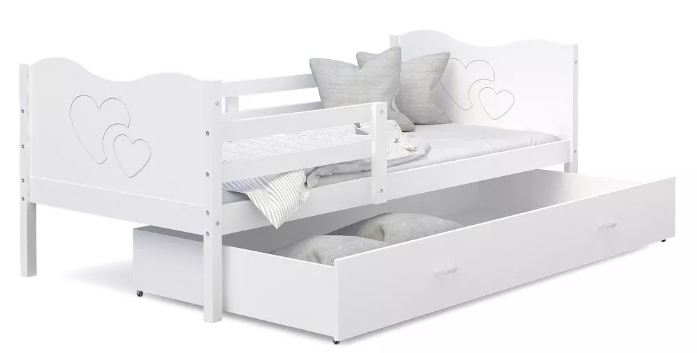 Bērnu gulta Max P MDF 90x200 ar stelāžu Guļamvietas platums: 90 cm, Guļamvietas garums: 200 cm, · 96 × 208 × 74 cm
