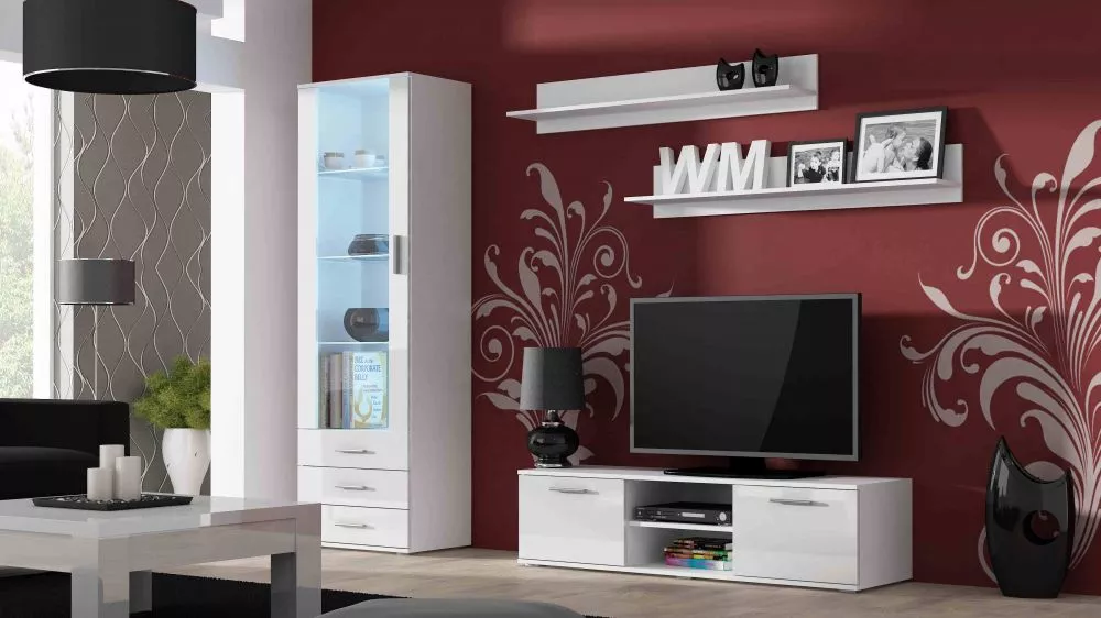 Sekcija Soho 7 ar LED · Balts · 200 × 43 × 192 cm