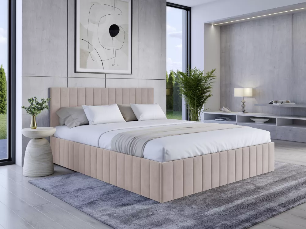 Gulta Lucy 12 ar stelāžu Guļamvietas platums: 120 cm, Guļamvietas garums: 200 cm, · Gaiši bēšs · 126 × 206 × 92 cm