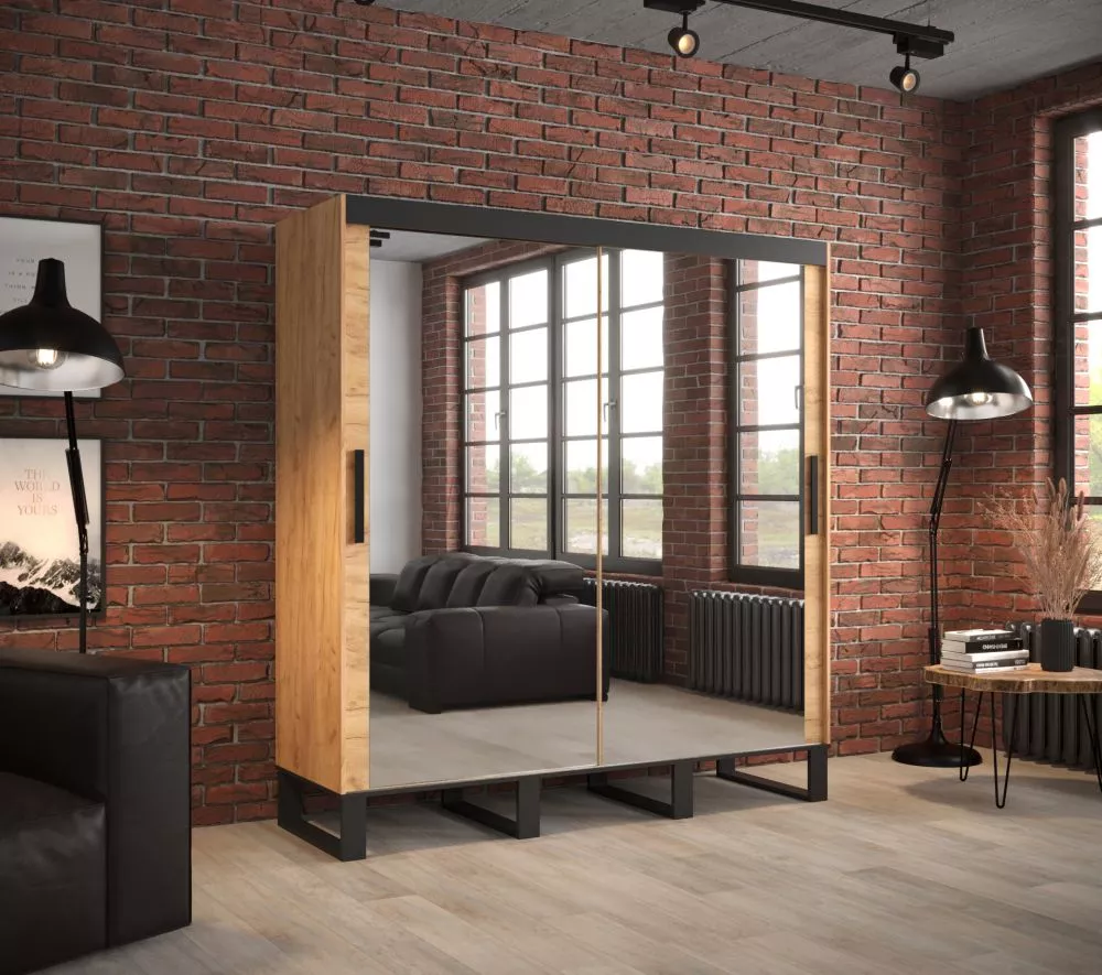 Skapis Loft T3 · Ozols craft zelts · 200 × 62 × 212 cm