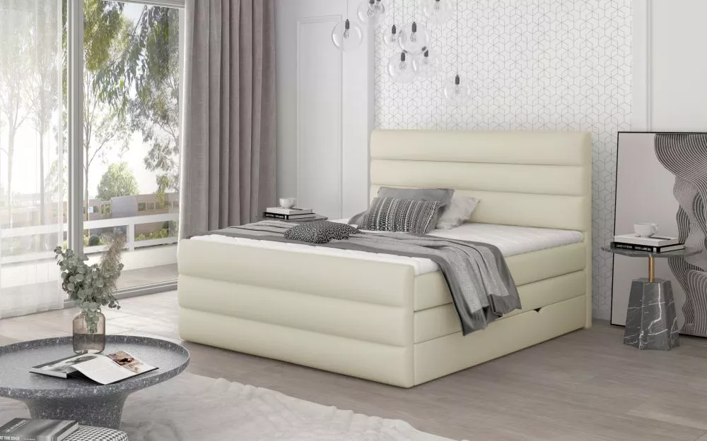 Gulta Cande Boxspring standard Guļamvietas platums: 180 cm, Guļamvietas garums: 200 cm, · Krēma · 180 × 220 × 133 cm