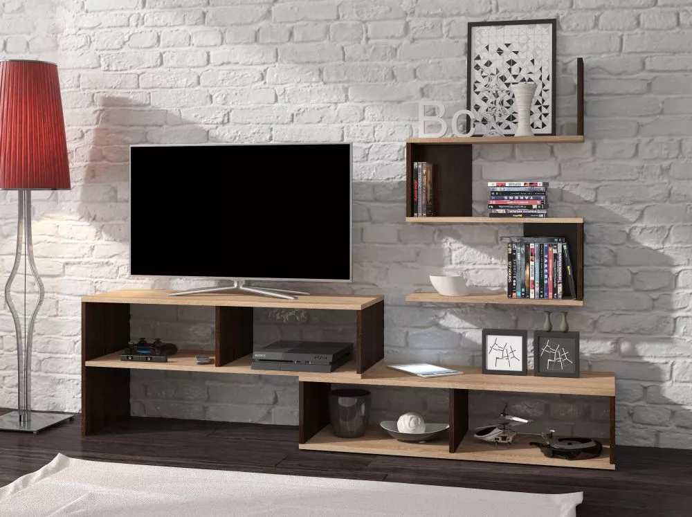 TV tumba Sydney Meblo · Sonoma + šokolādes sonoma · 180 × 34.7 × 128 cm