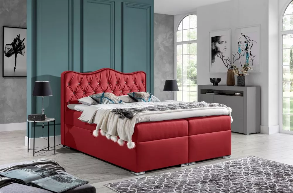 Gulta Sultan Boxspring Premium Standard Guļamvietas platums: 180 cm, Guļamvietas garums: 200 cm, · Sarkans · 180 × 212 ×