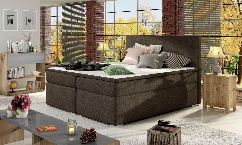 Gulta Divalo Boxspring standard Guļamvietas platums: 160 cm, Guļamvietas garums: 200 cm, · Brūns · 163 × 205 × 126 cm