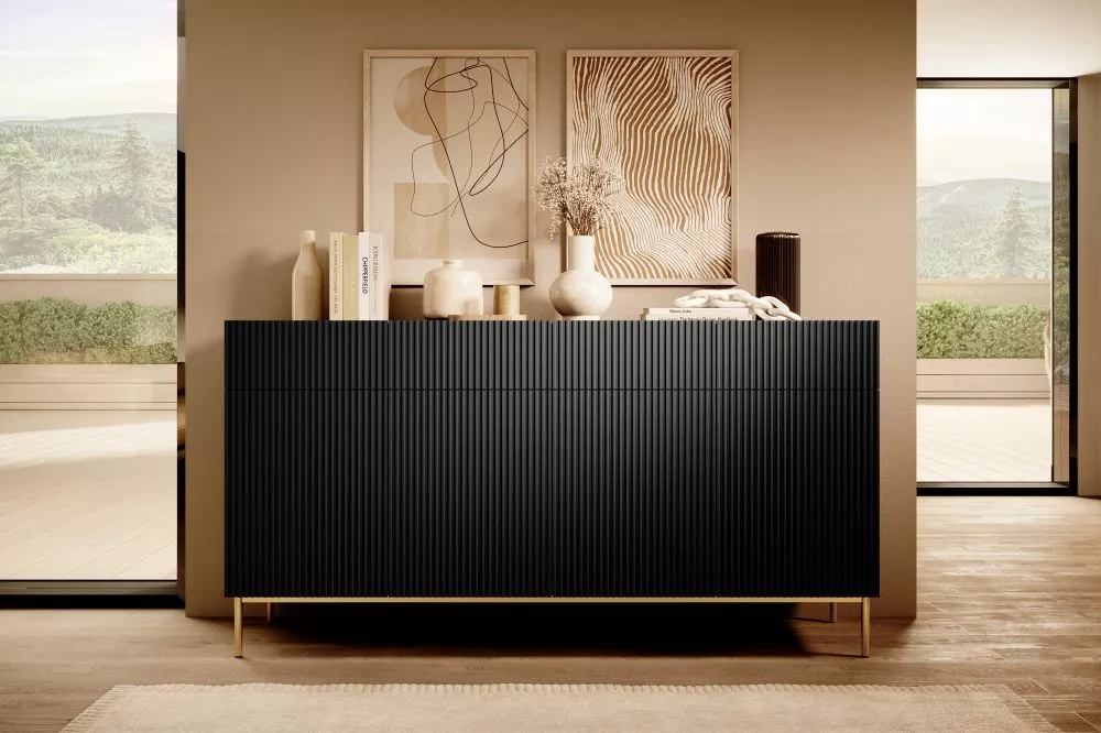 Kumode Nicole K200 4D4SZ Gold · Melns · 200 × 45 × 105 cm