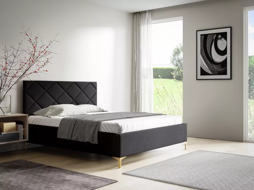 Gulta PK33 ar stelāžu Guļamvietas platums: 90 cm, Guļamvietas garums: 200 cm, stelāžas tips: metāla, · Melns · 108 × 222