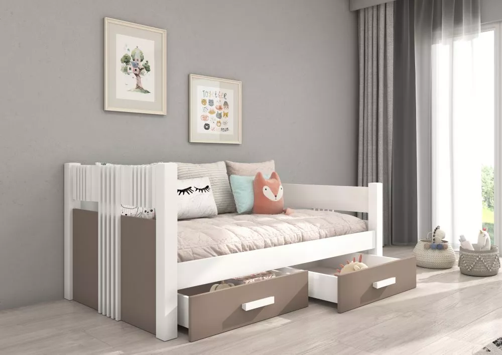 Bērnu gulta Bibi ar stelāžu Guļamvietas platums: 80 cm, Guļamvietas garums: 180 cm, · 93 × 194 × 80 cm