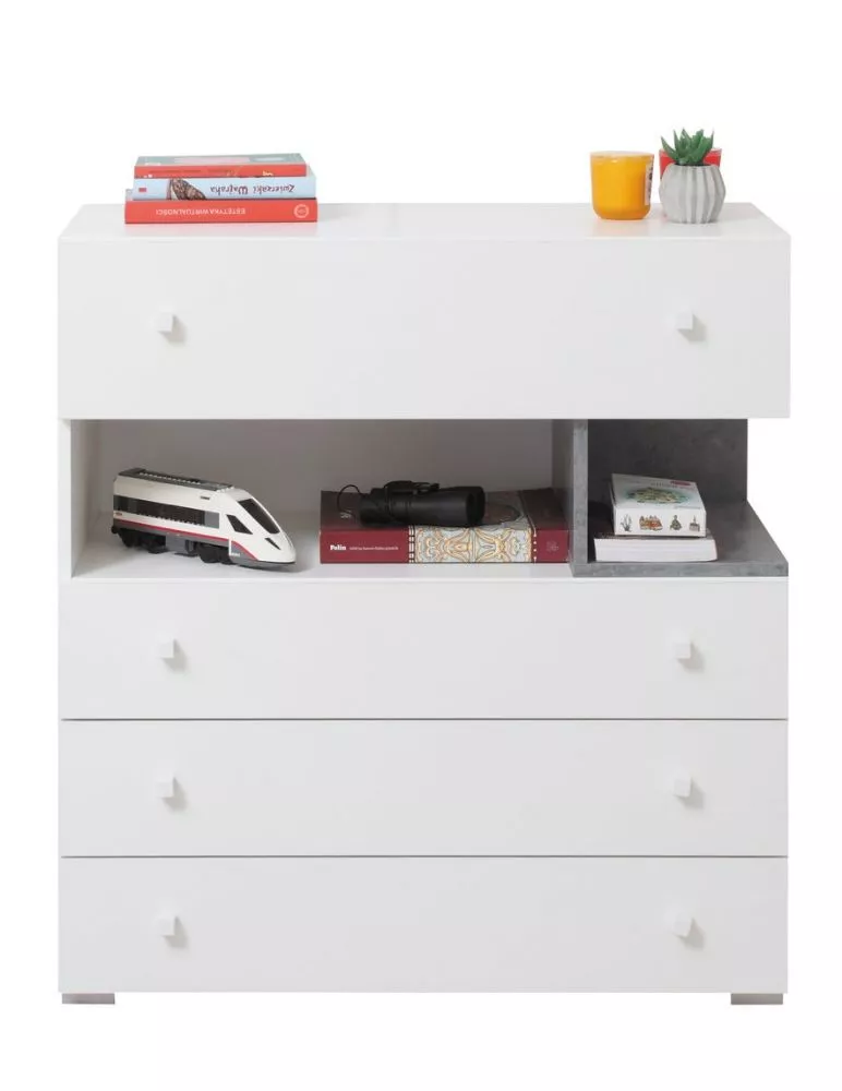 Kumode Sigma SI11 · Balts + betons · 85 × 40 × 90 cm