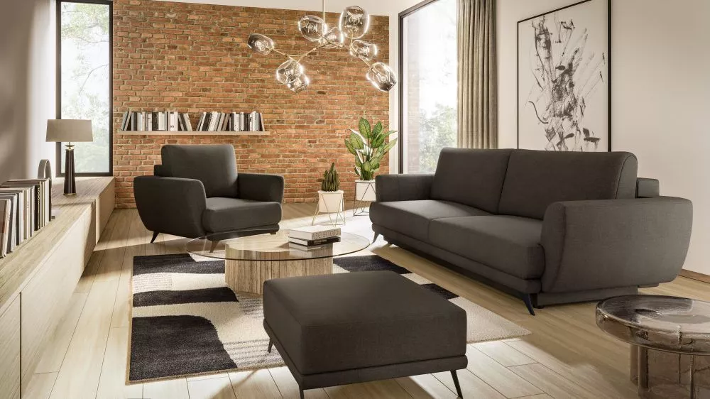 Komplekts Megis 3S+1S+P standard · Tumši brūns · 95 × 250 × 90 cm