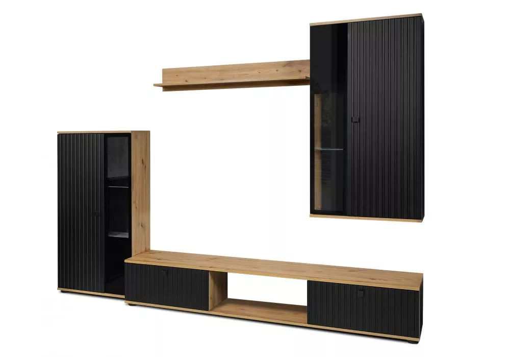 Sekcija Salsa Lamele ar LED Korpusa krāsa: ozols artisan, · 240 × 40.2 × 180 cm