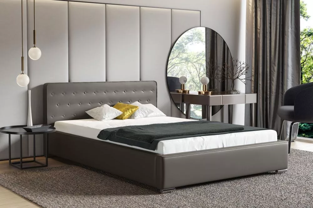 Gulta Oslo ar stelāžu Guļamvietas platums: 180 cm, Guļamvietas garums: 200 cm, stelāžas tips: metāla, · Pelēks · 198 × 2