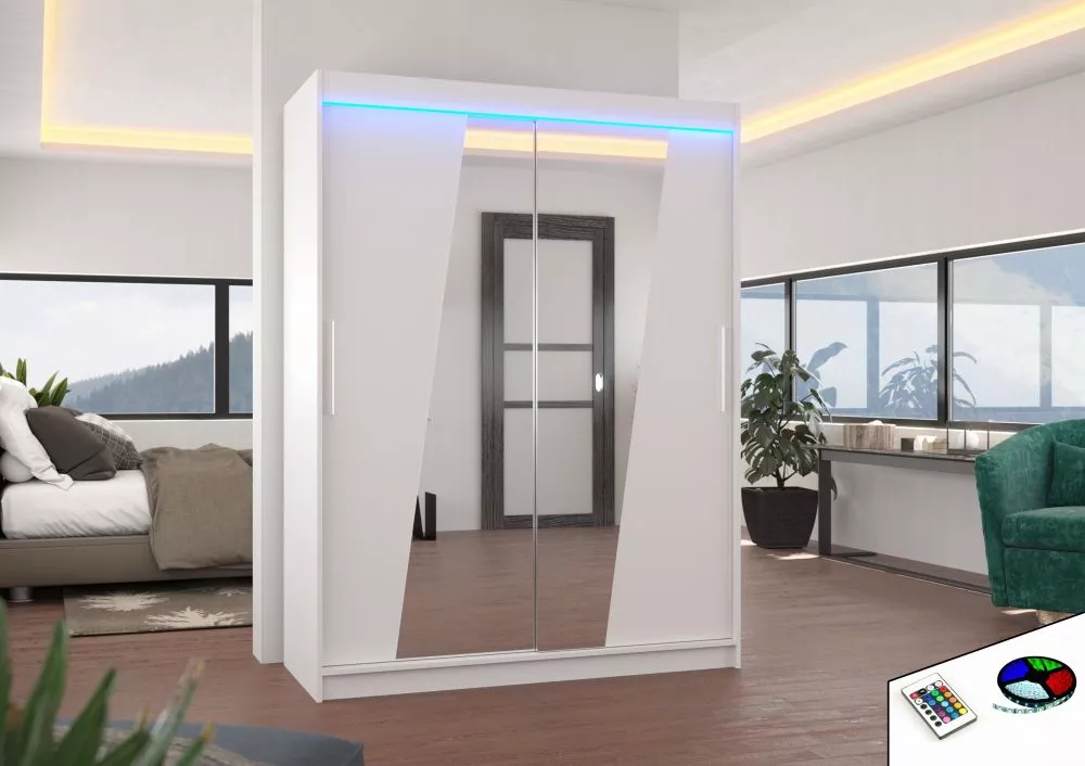 Skapis Bolton ar LED · Balts · 150 × 58 × 200 cm