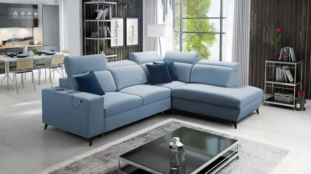 Dīvāns Bartone 7 Mix Standard · Gaiši zils · 224 × 283 × 83 cm