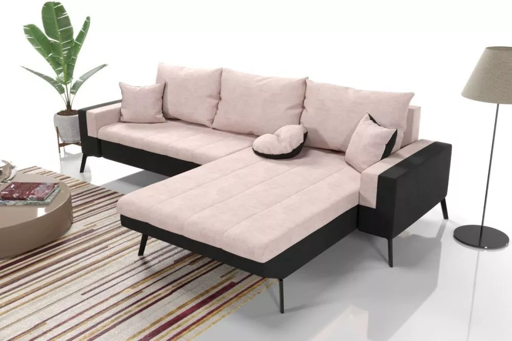 Dīvāns Austria Standard · Rozā + melns · 142 × 255 × 76 cm