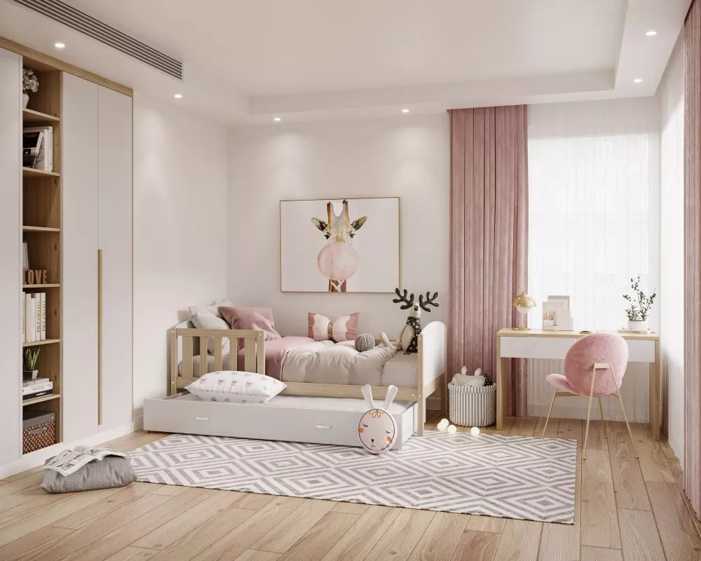 Bērnu gulta Tami P2 90x200 ar stelāžām Guļamvietas platums: 90 cm, Guļamvietas garums: 200 cm, · 96 × 208 × 74 cm