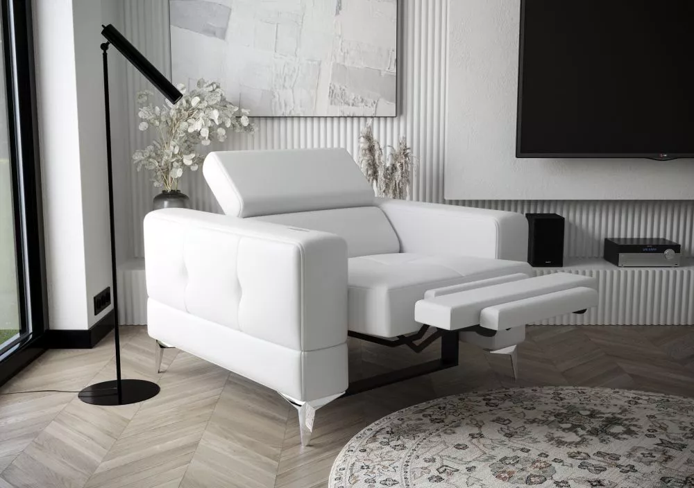 Mīksts krēsls Toscania 1S Relax standard Sēdvietas dziļums: 56 cm, · Balts · 115 × 97 × 78 cm