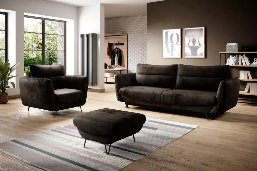 Komplekts Silva 3S+1S+P Premium Standard · Tumši brūns · 95 × 236 × 90 cm