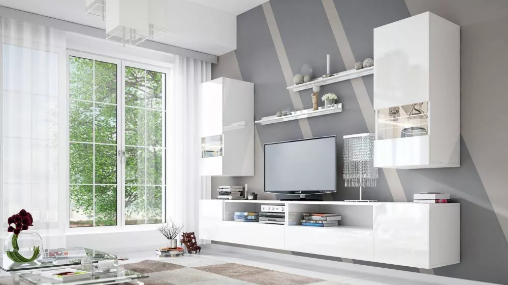 Sekcija Box 41 ar LED · Balts · 258 × 38 cm