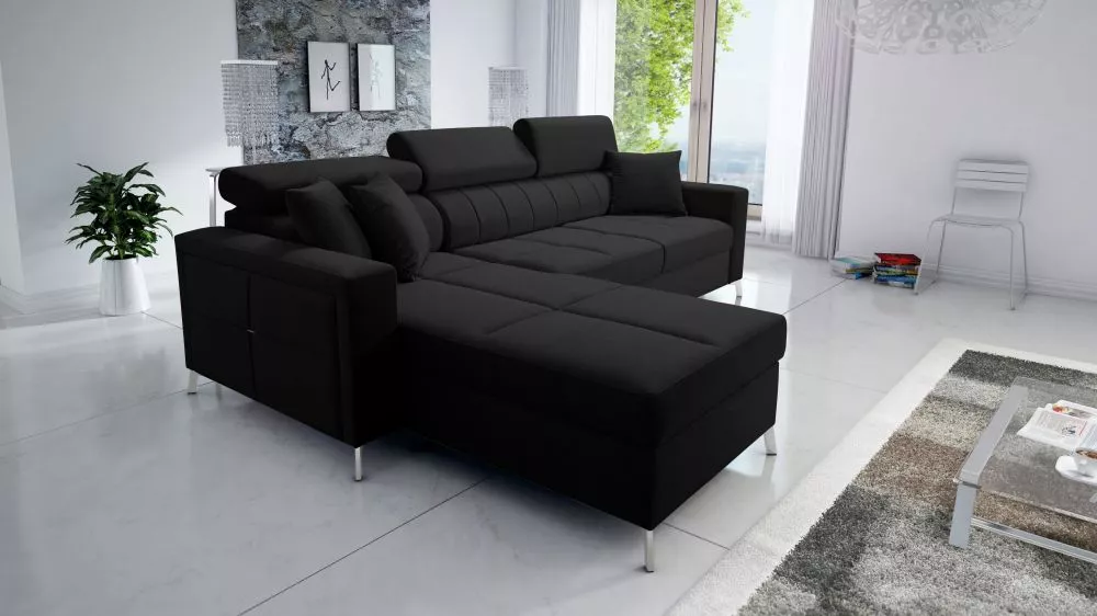 Dīvāns Side 1 Maxi Standard · Melns · 183 × 267 × 83 cm