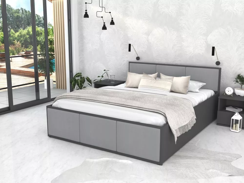 Gulta Panama T Grey D ar stelāžu Guļamvietas platums: 140 cm, Korpusa krāsa: pelēks, Guļamvietas garums: 200 cm, stelāža