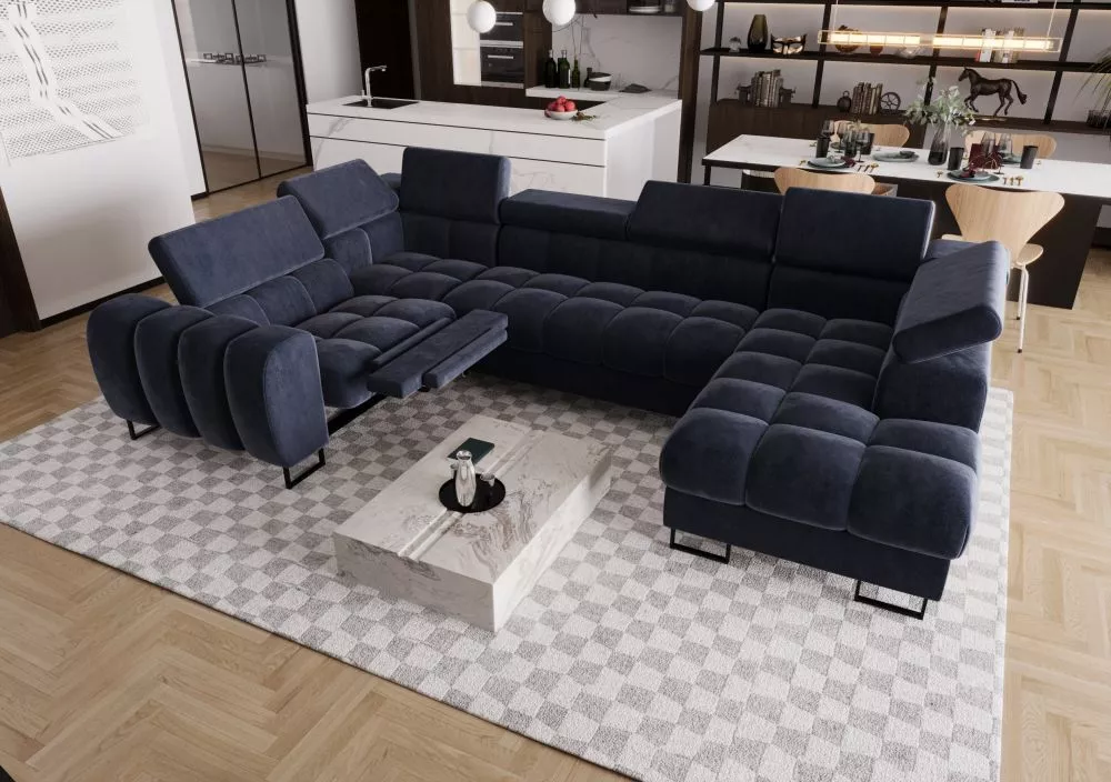 Dīvāns Aspen Max 2 Relax Standard · Tumši zils · 198 × 350 × 74 cm