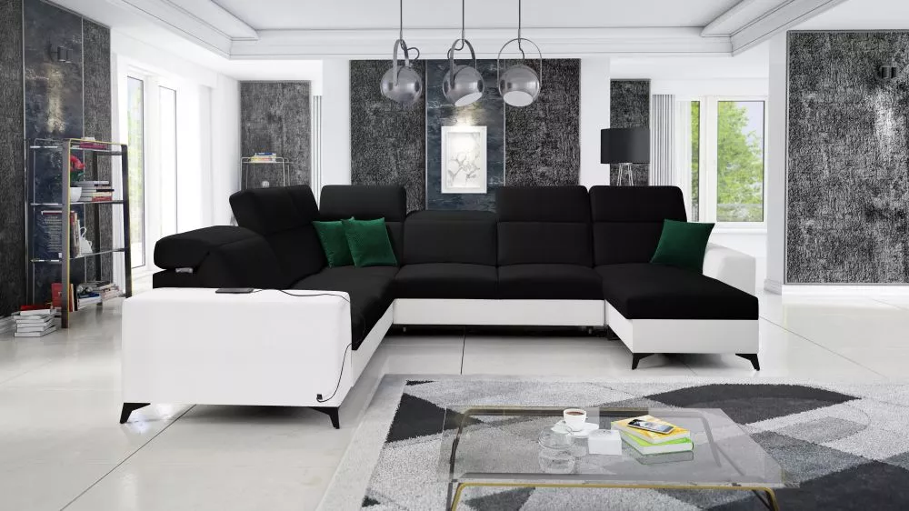 Dīvāns Belutti 8 Mix Standard · Melns + balts · 288 × 362 × 84 cm
