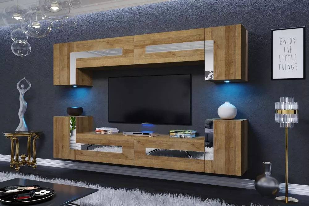 Sekcija Astroga ar LED · Zelts ozols · 240 × 35 × 170 cm